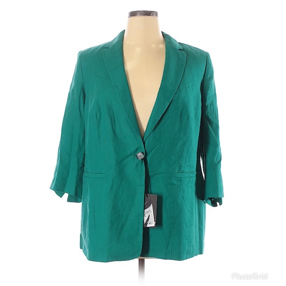 Marina Rinaldi Jackets & Blazers - MARINA RINALDI Linen Blazer Teal Green Plus Size
